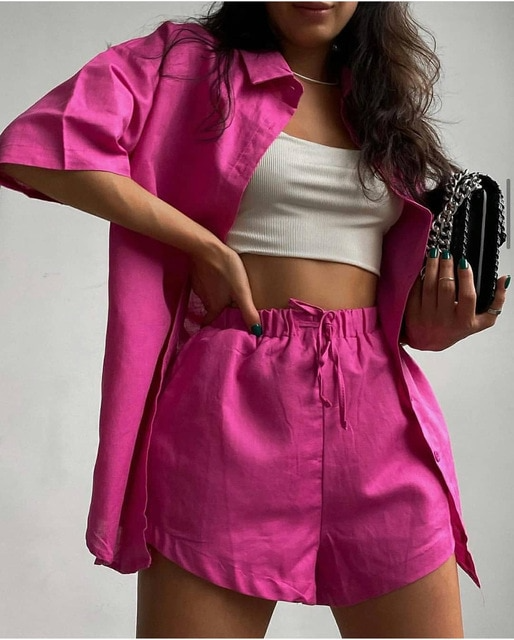Elegant Cotton Two-piece Set | Casual Short Sleeve Outfit for Women - 11/162024 1 - DYAVOR®