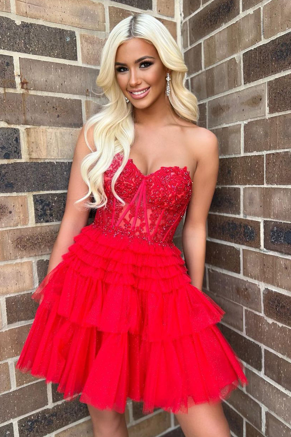 Ivy| A Line Sweetheart Homecoming Dress with Ruffles - Cocktail Dress - DYAVOR®