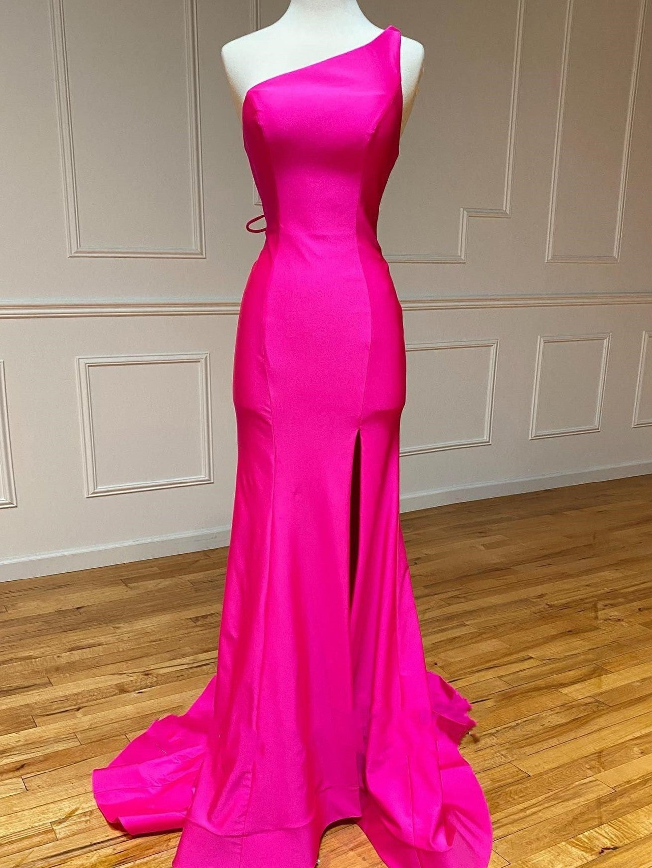 Pink Mermaid One Shoulder Long Prom Dress - Prom Dress - DYAVOR®
