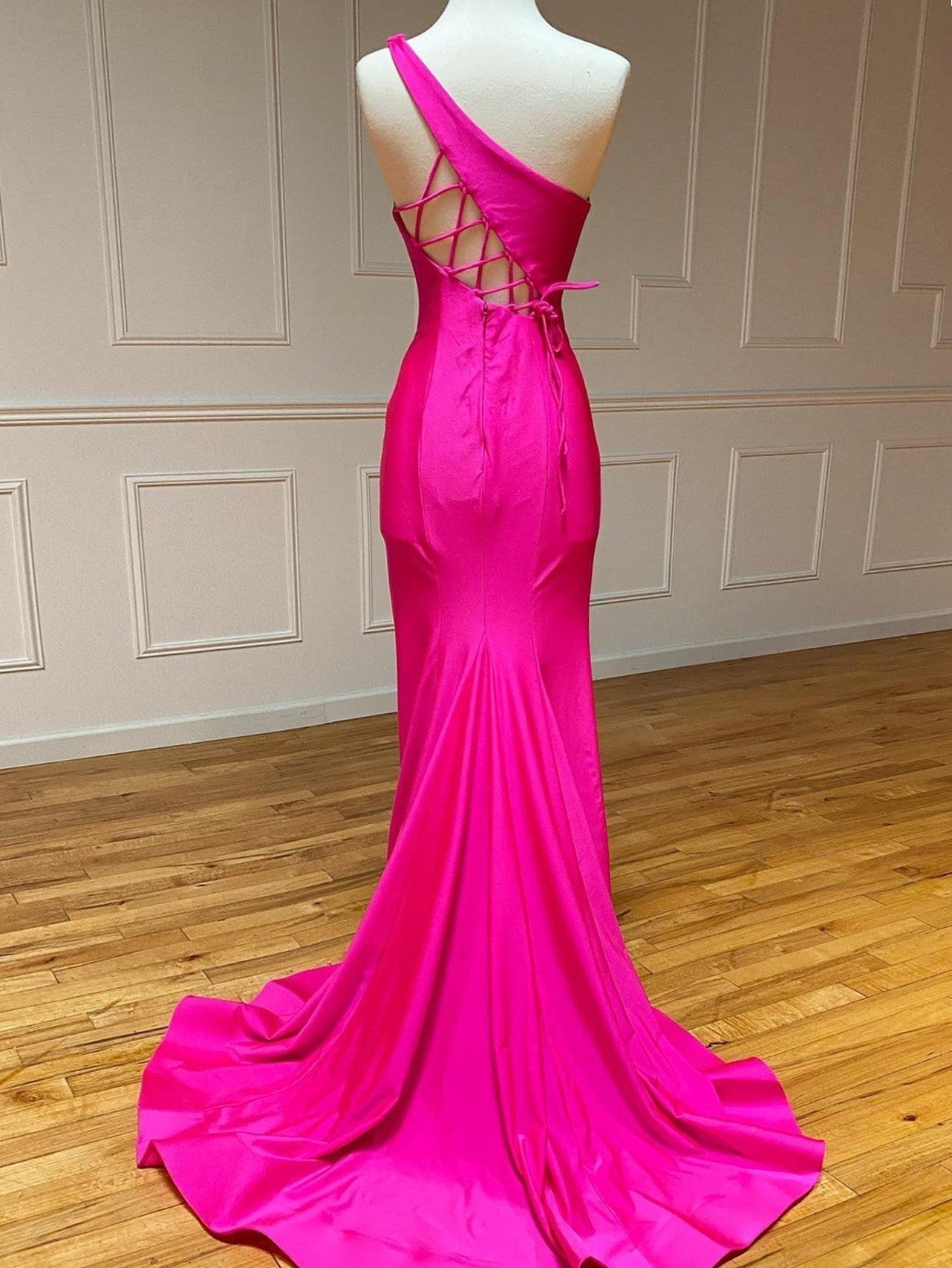 Pink Mermaid One Shoulder Long Prom Dress - Prom Dress - DYAVOR®