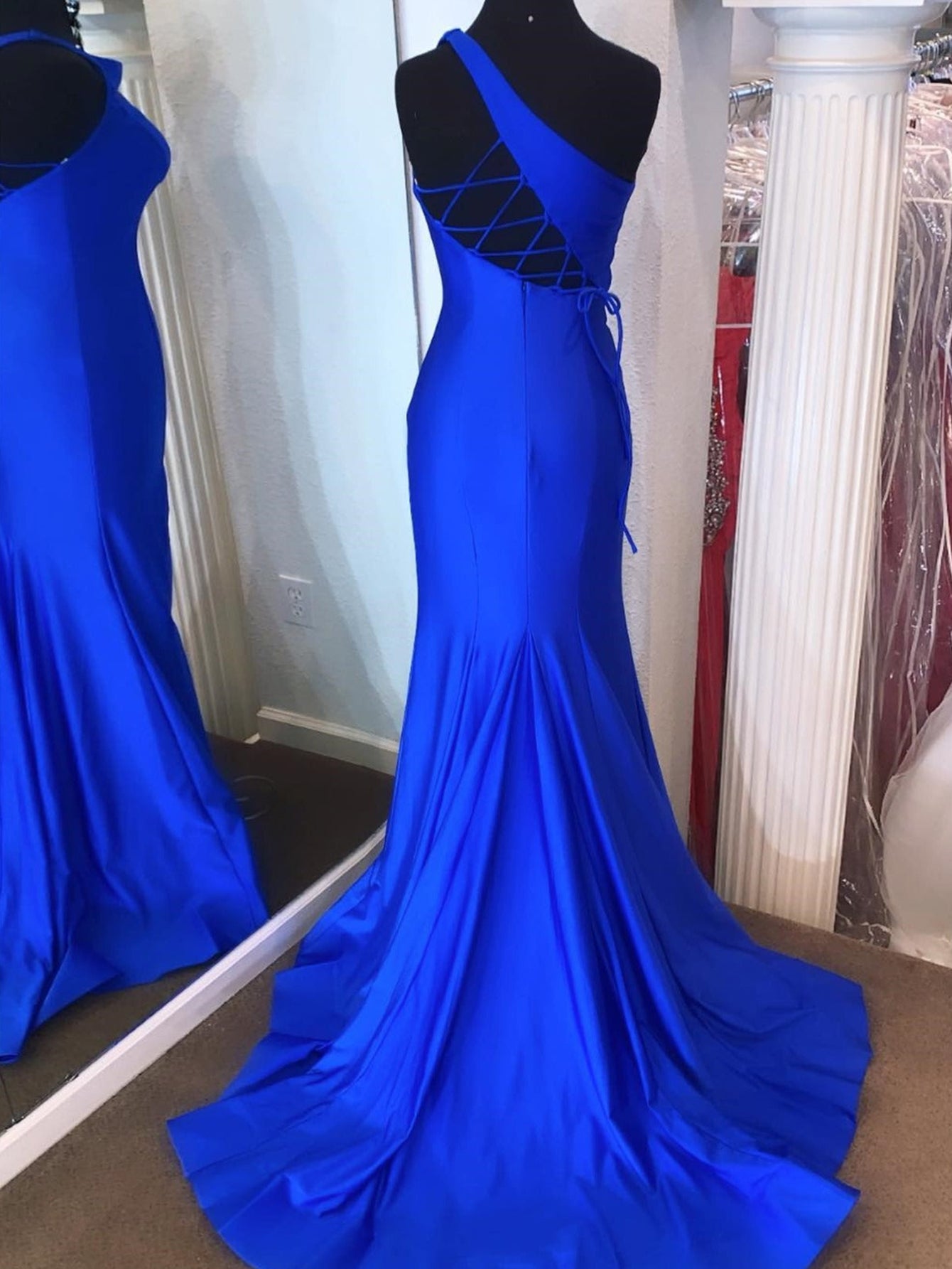 Pink Mermaid One Shoulder Long Prom Dress - Prom Dress - DYAVOR®
