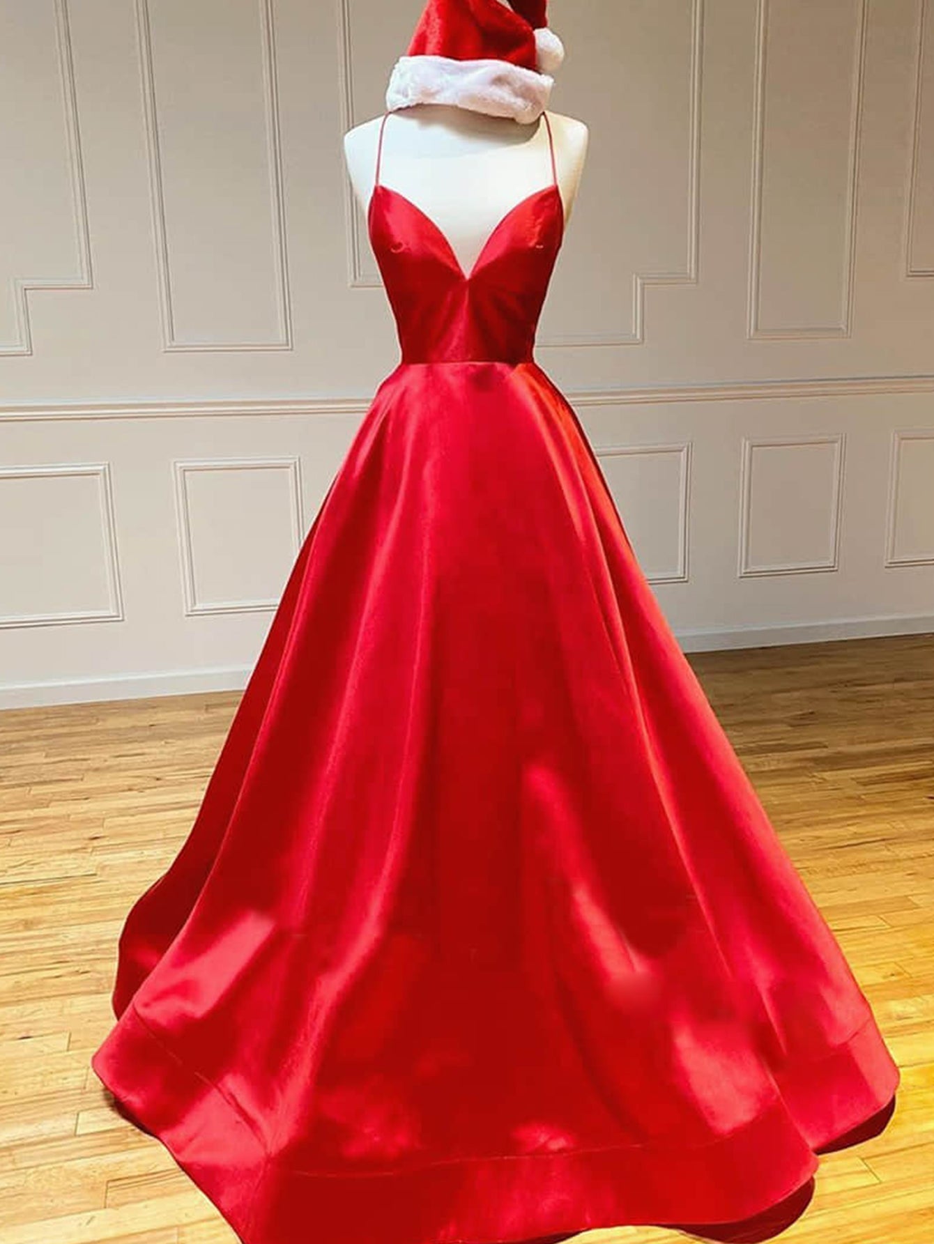 Royal Blue Satin A Line V Neck Long Prom Dress - Prom Dress - DYAVOR®