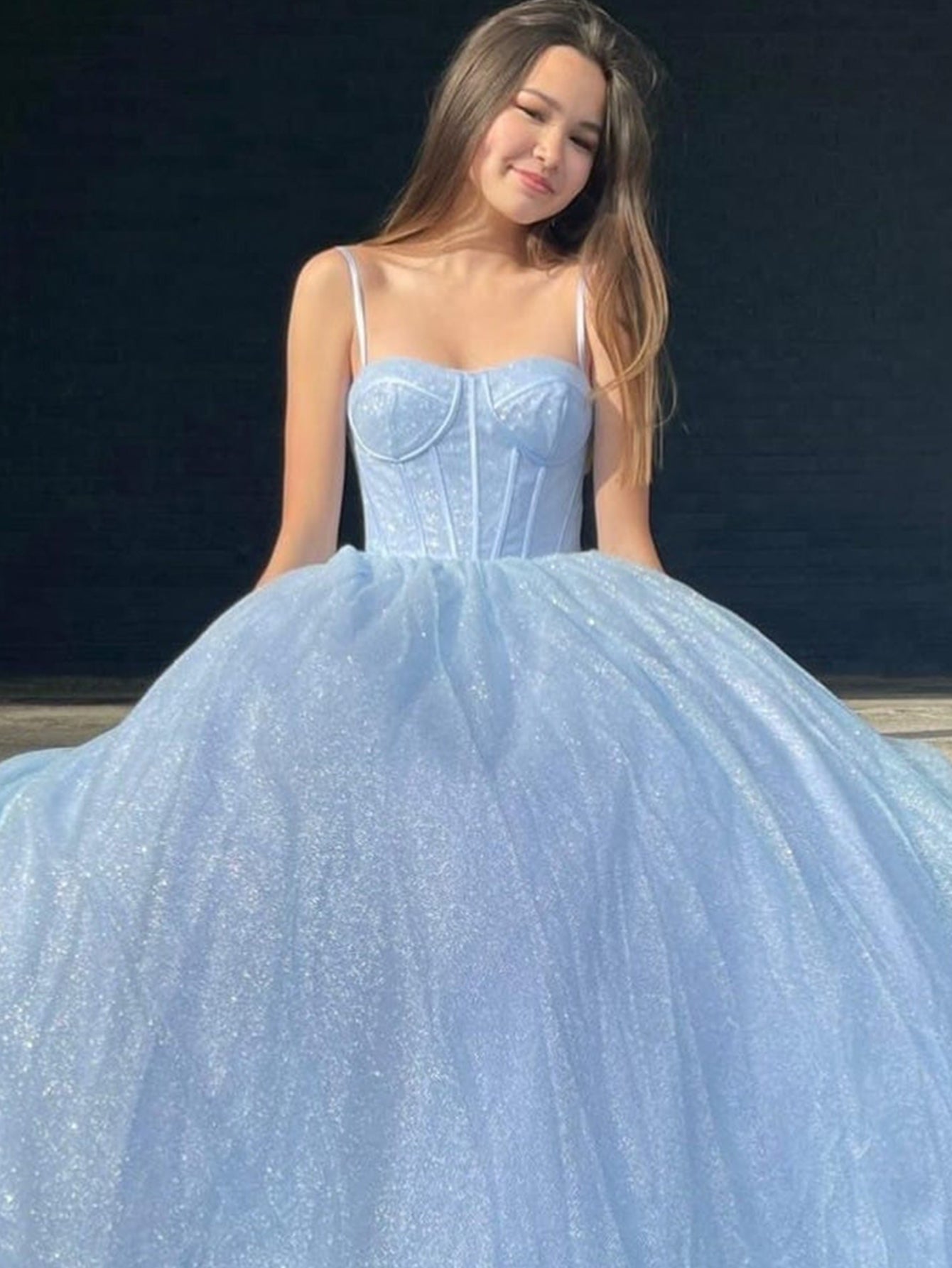 Julissa |A Line Glitter Tulle Prom Dress with Pockets - Prom Dress - DYAVOR®