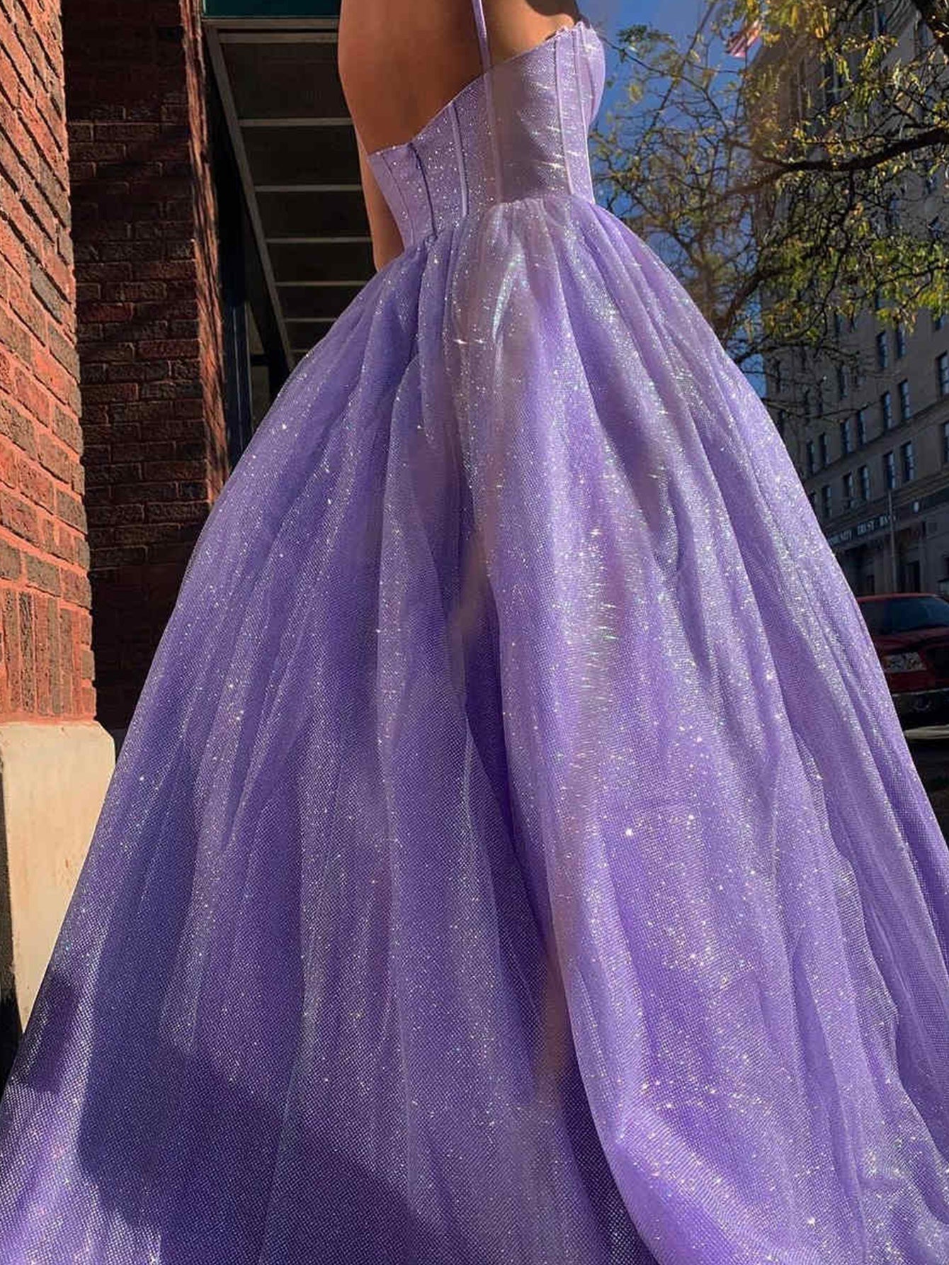 Julissa |A Line Glitter Tulle Prom Dress with Pockets - Prom Dress - DYAVOR®