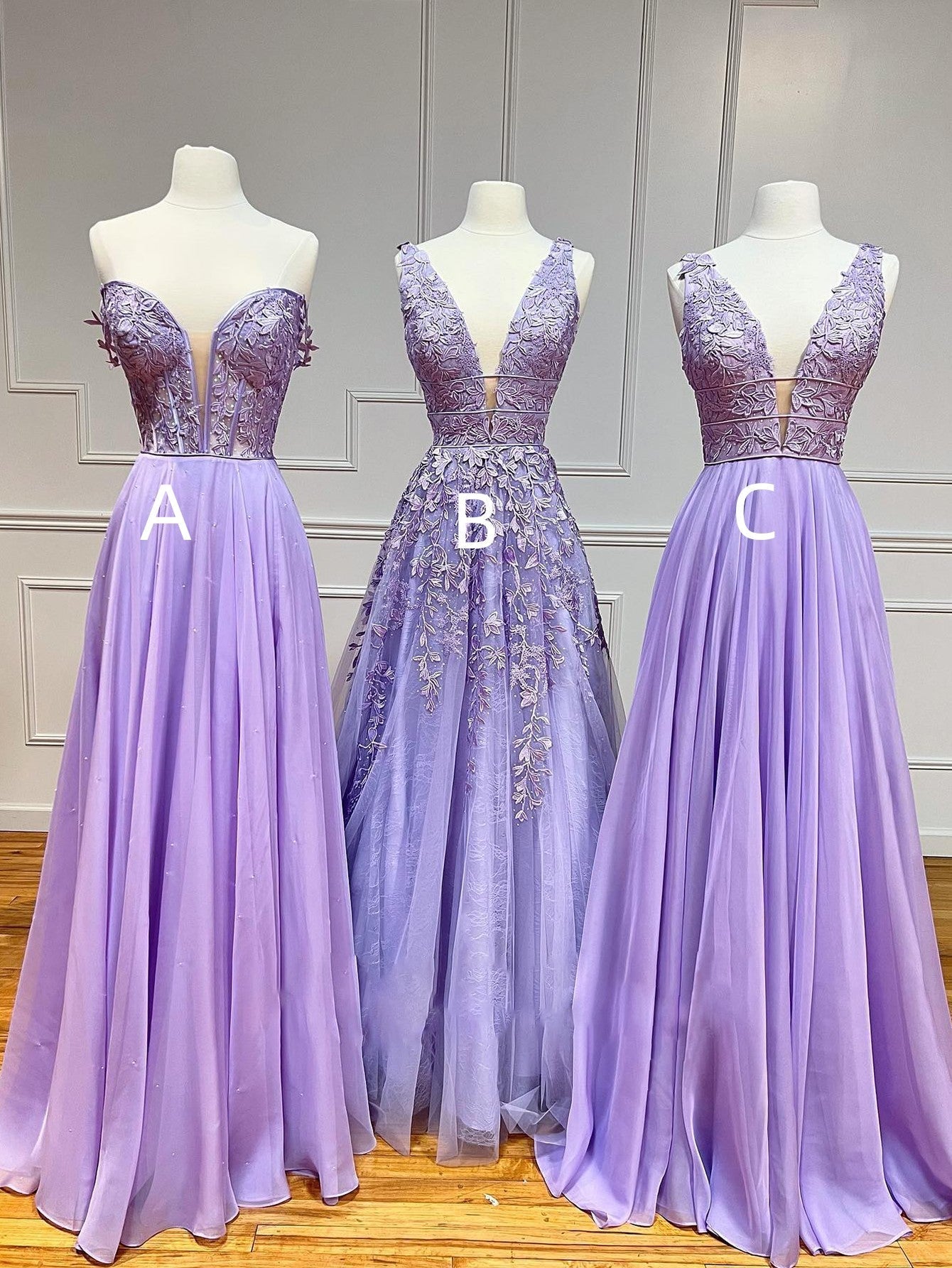 Aniyah |A Line Plunge V Neck Lace Chiffon Prom Dress - Prom Dress - DYAVOR®