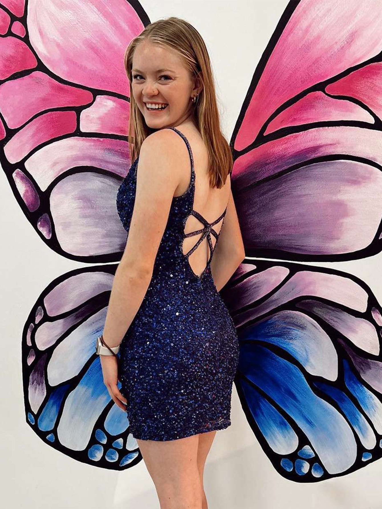 Kerensa |Sheath Sequins V Neck Homecoming Dress - Homecoming Dress - DYAVOR®