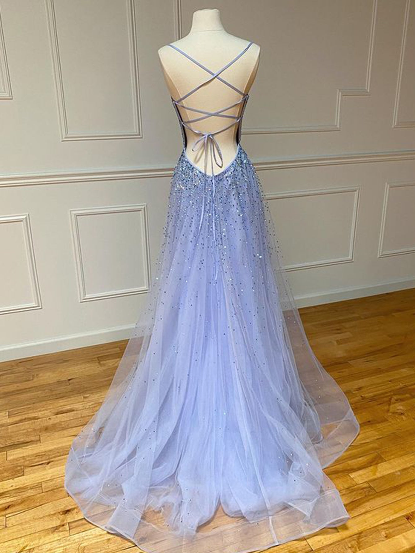 Light Blue Glitter Tulle Long Prom Dress - Prom Dress - DYAVOR®