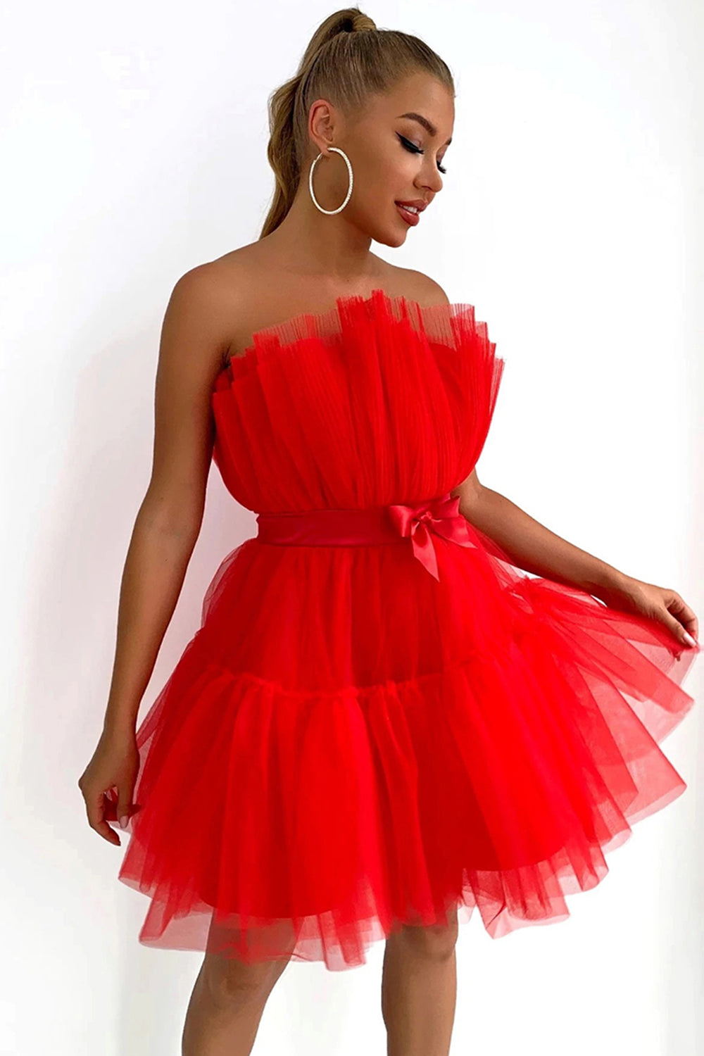 Isabella | Cute A Line Strapless Black Short Homecoming Dress - Cocktail Dress - DYAVOR®