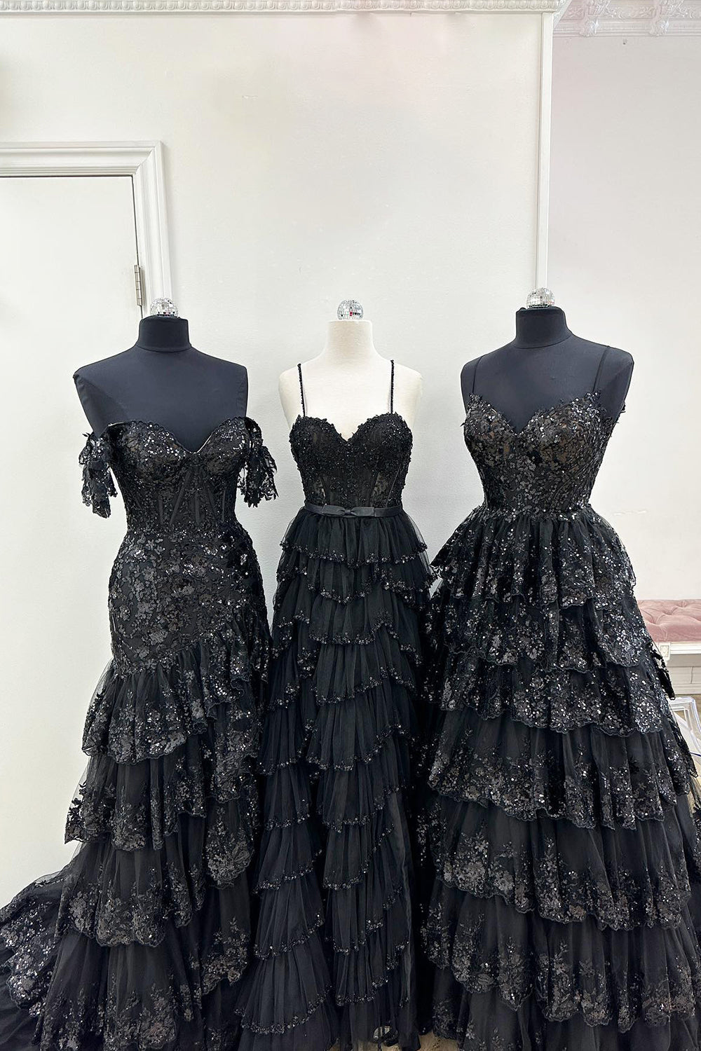 Maryam |A Line Spaghetti Straps Tiered Lace Prom Dress - Prom Dress - DYAVOR®