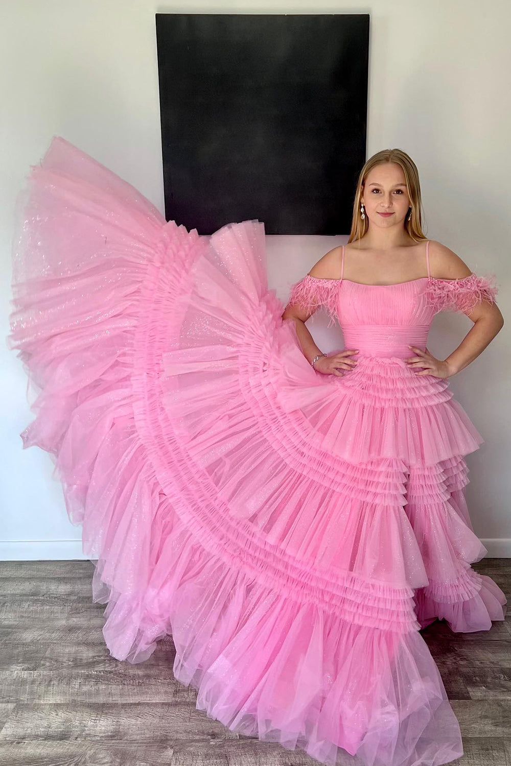 Lilah |A-line Spaghetti Straps Glitter Tulle Prom Dress with Slit - Prom Dress - DYAVOR®