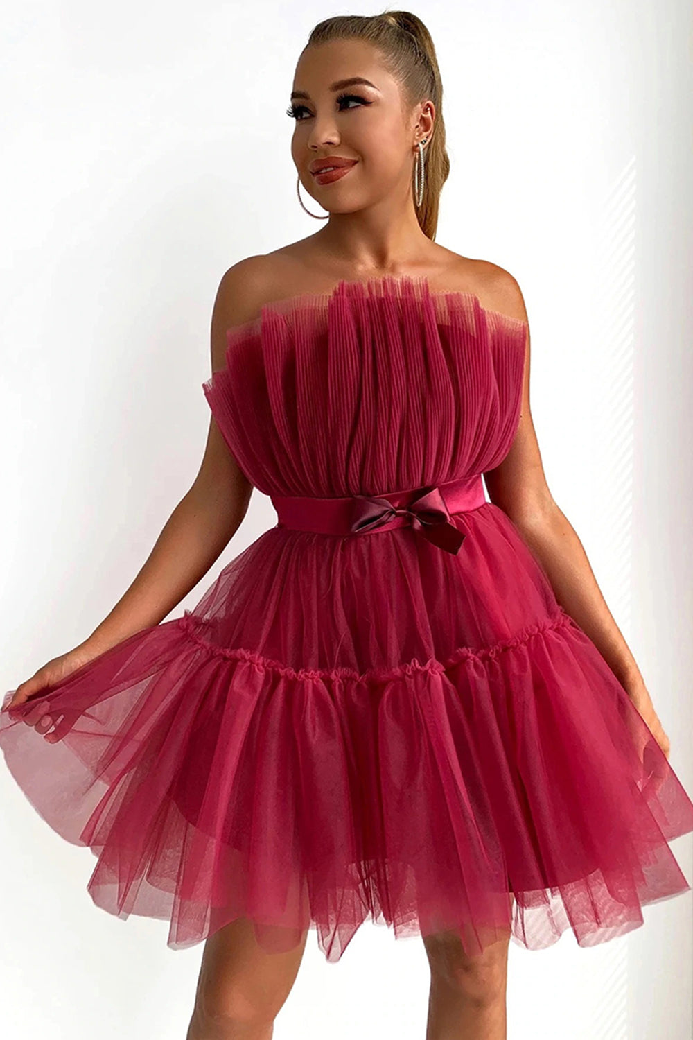 Isabella | Cute A Line Strapless Black Short Homecoming Dress - Cocktail Dress - DYAVOR®