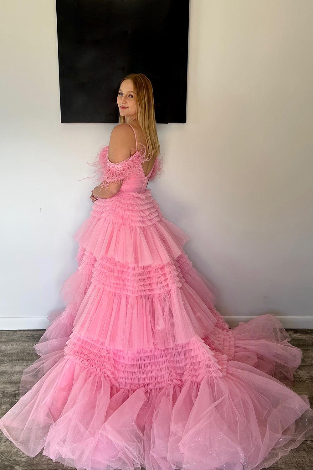 Lilah |A-line Spaghetti Straps Glitter Tulle Prom Dress with Slit - Prom Dress - DYAVOR®