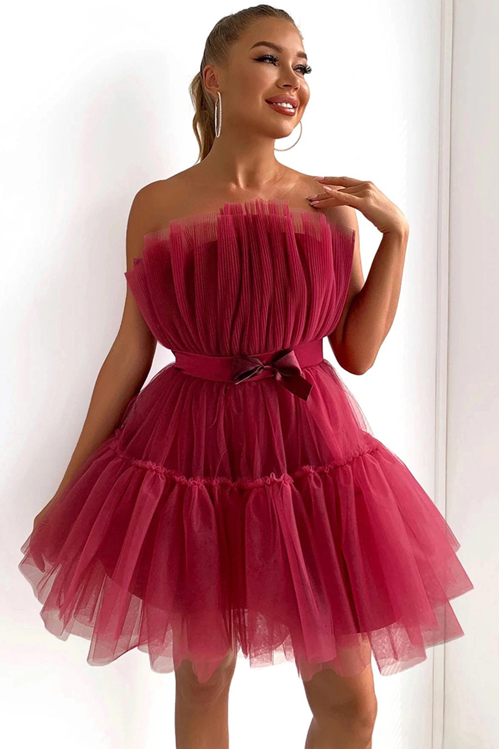 Isabella | Cute A Line Strapless Black Short Homecoming Dress - Cocktail Dress - DYAVOR®