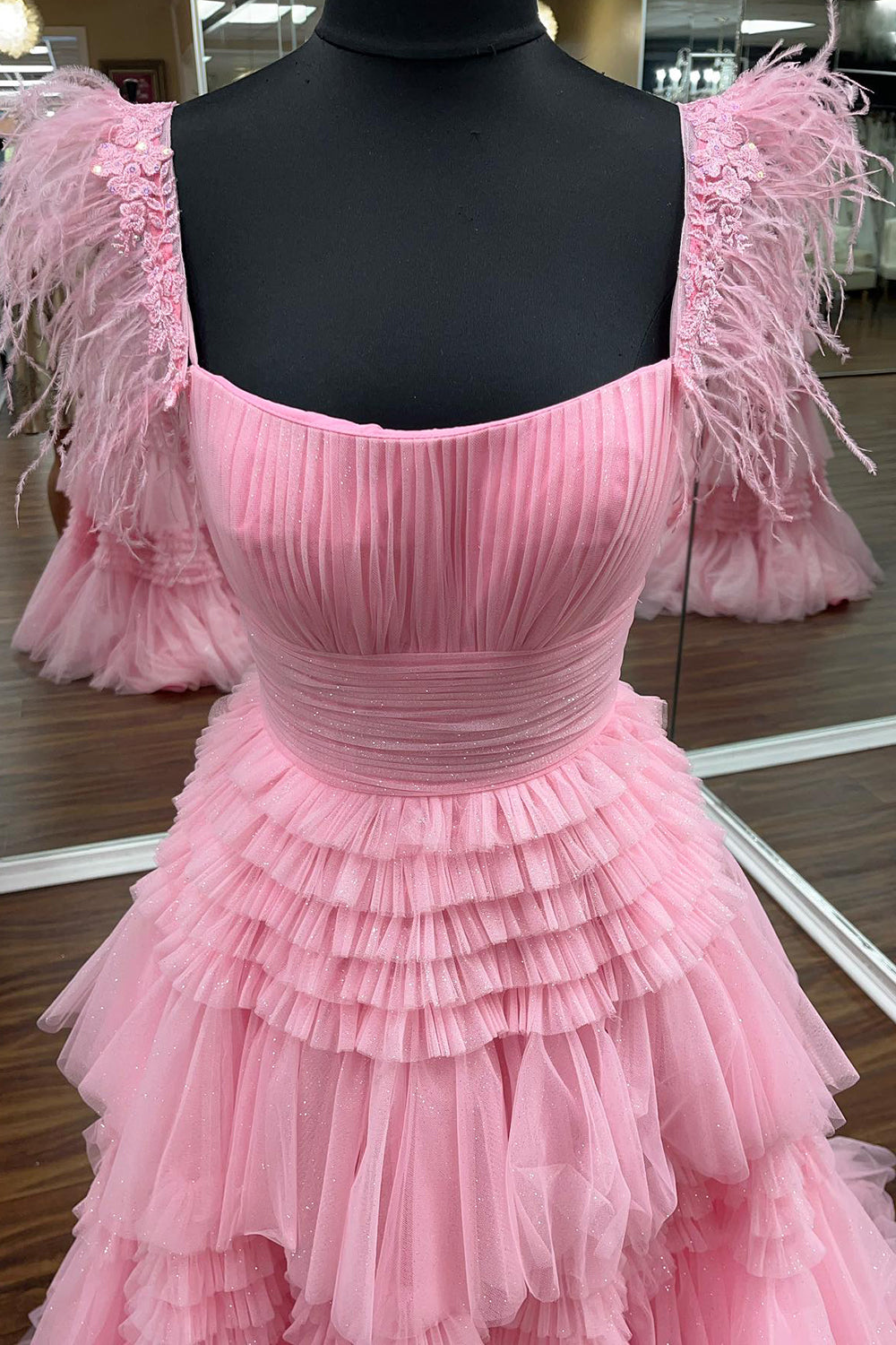 Lilah |A-line Spaghetti Straps Glitter Tulle Prom Dress with Slit - Prom Dress - DYAVOR®