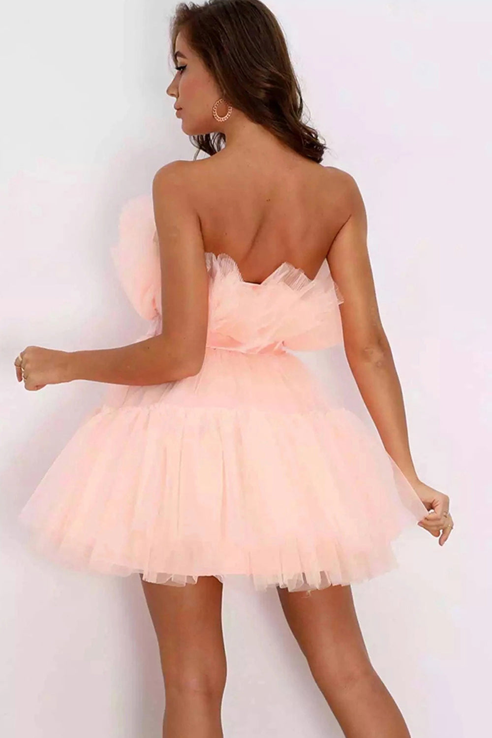 Isabella | Cute A Line Strapless Black Short Homecoming Dress - Cocktail Dress - DYAVOR®