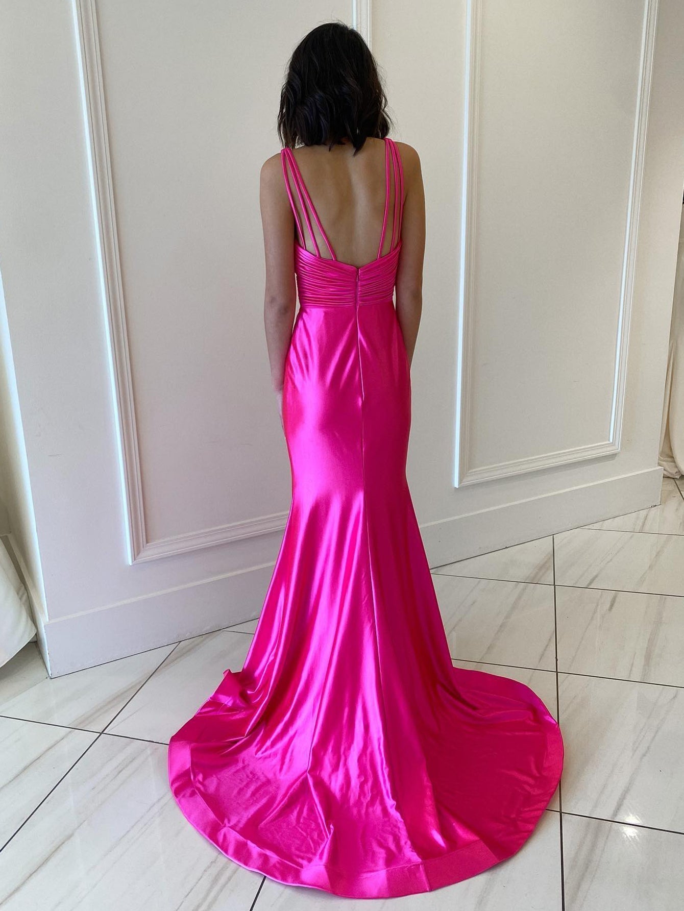 Backless Pink V Neck Long Prom Dress - Prom Dress - DYAVOR®