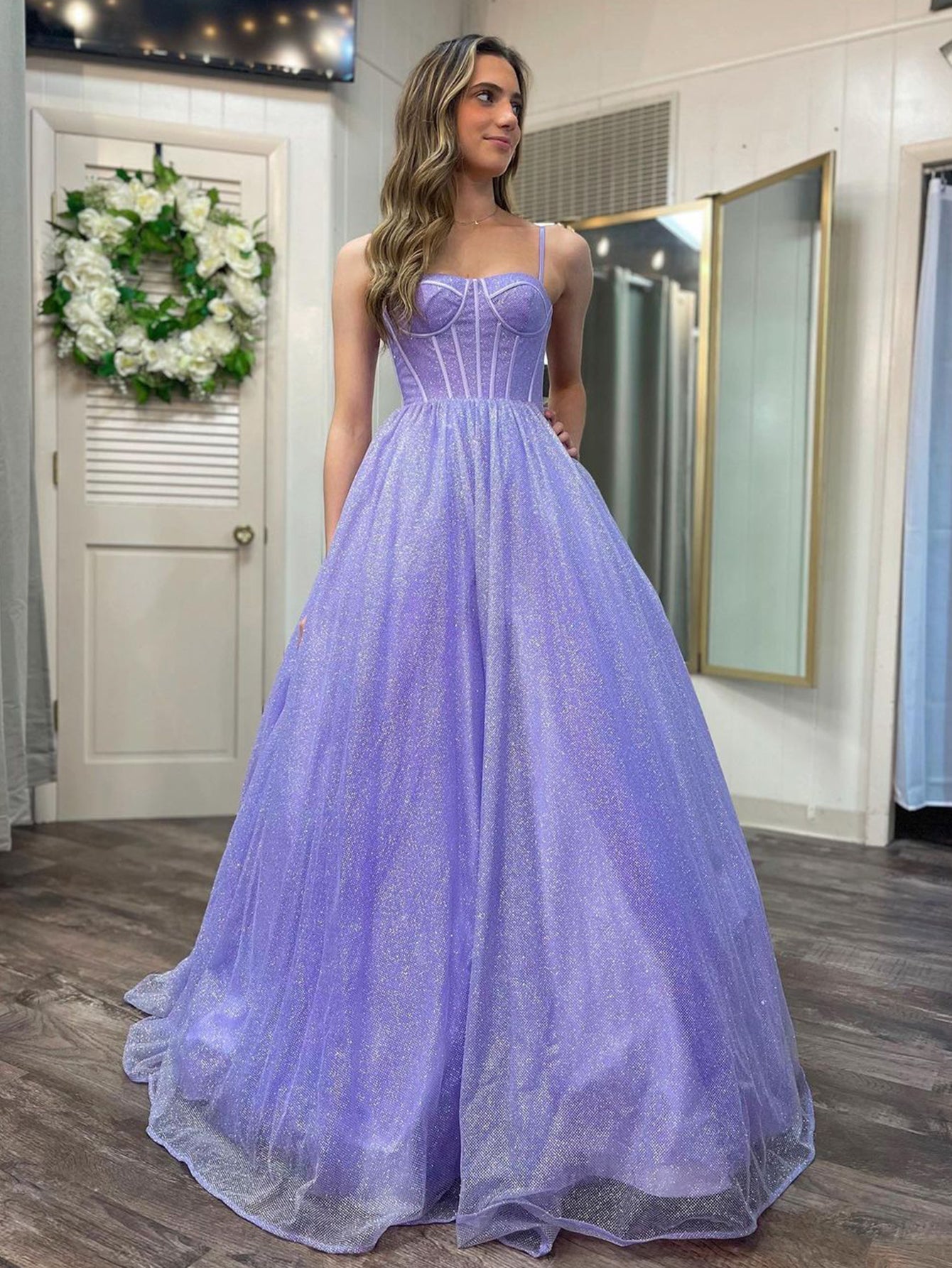 Julissa |A Line Glitter Tulle Prom Dress with Pockets - Prom Dress - DYAVOR®