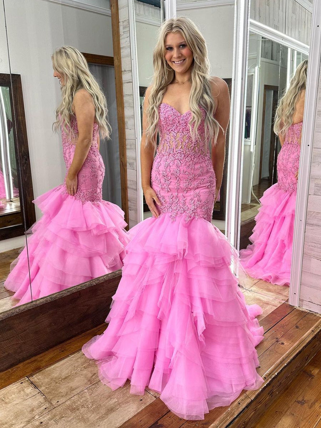 Winter |Mermaid Tiered Lace Long Mermaid Prom Dress - Prom Dress - DYAVOR®