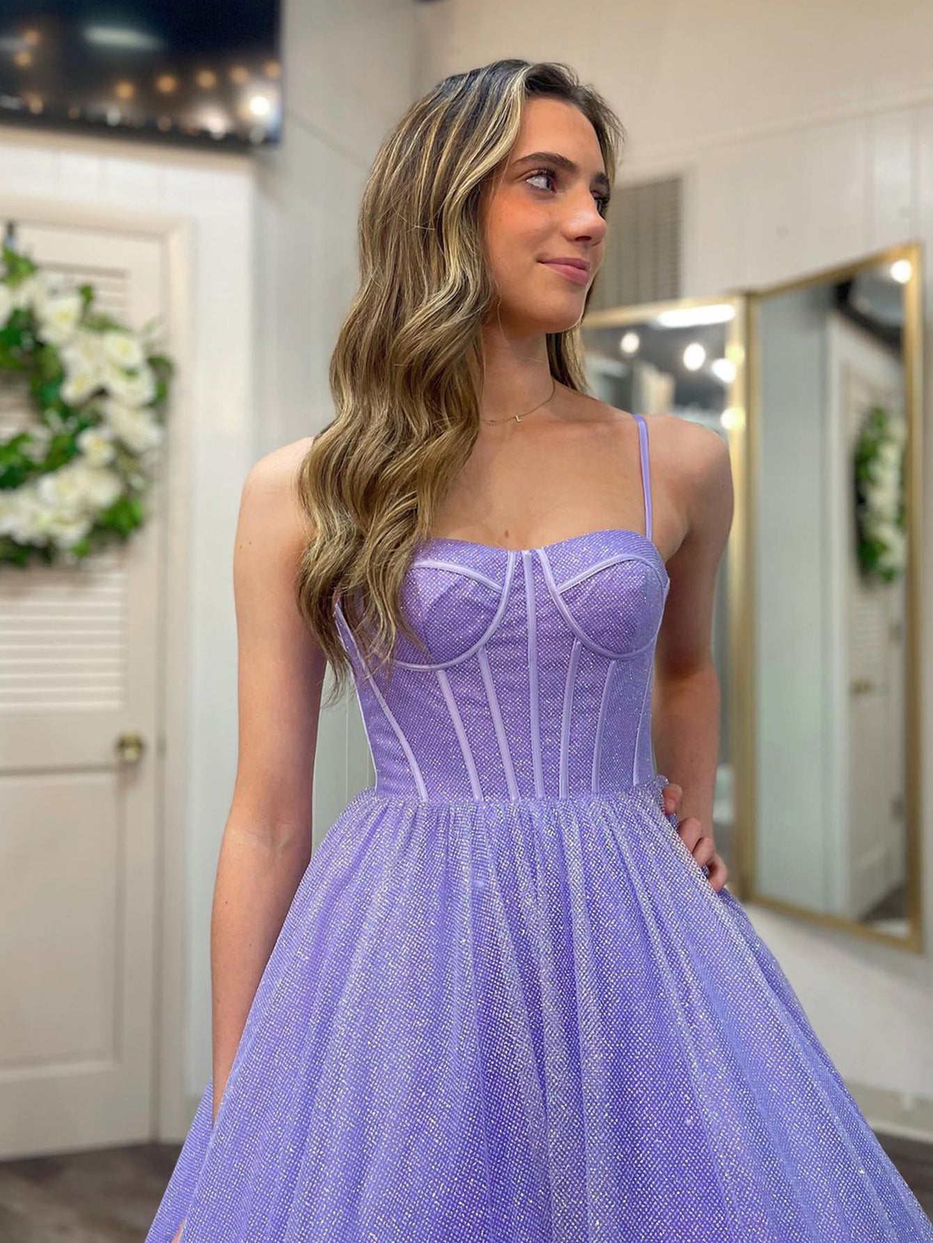 Julissa |A Line Glitter Tulle Prom Dress with Pockets - Prom Dress - DYAVOR®