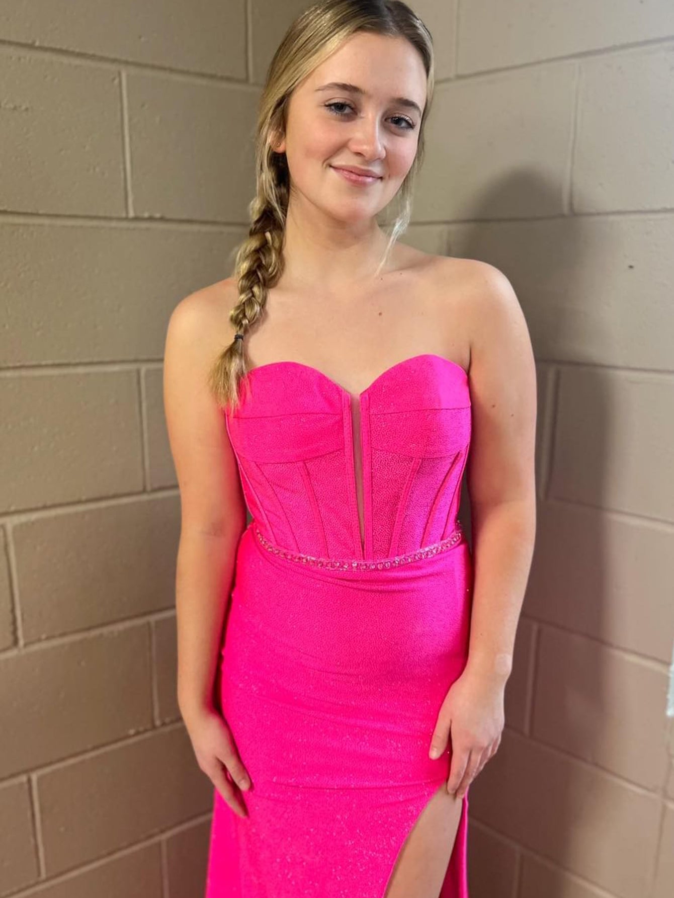 Iliana | Pink Mermaid Strapless Tight Long Prom Dress With Slit - Prom Dress - DYAVOR®