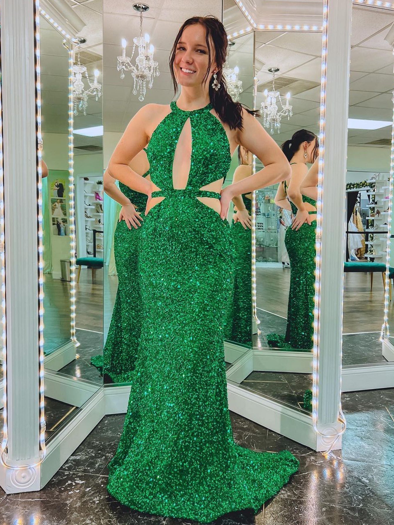 Cutout Mermaid Green Backless Long Prom Dress - Prom Dress - DYAVOR®