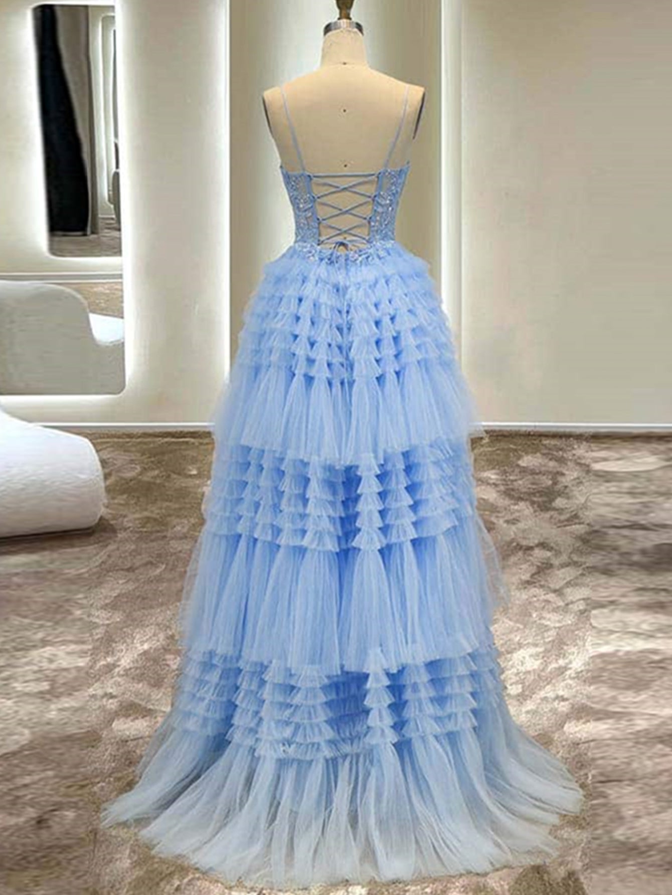 Presley |A-Line Spaghetti Straps Tulle Long Prom Dress - Prom Dress - DYAVOR®