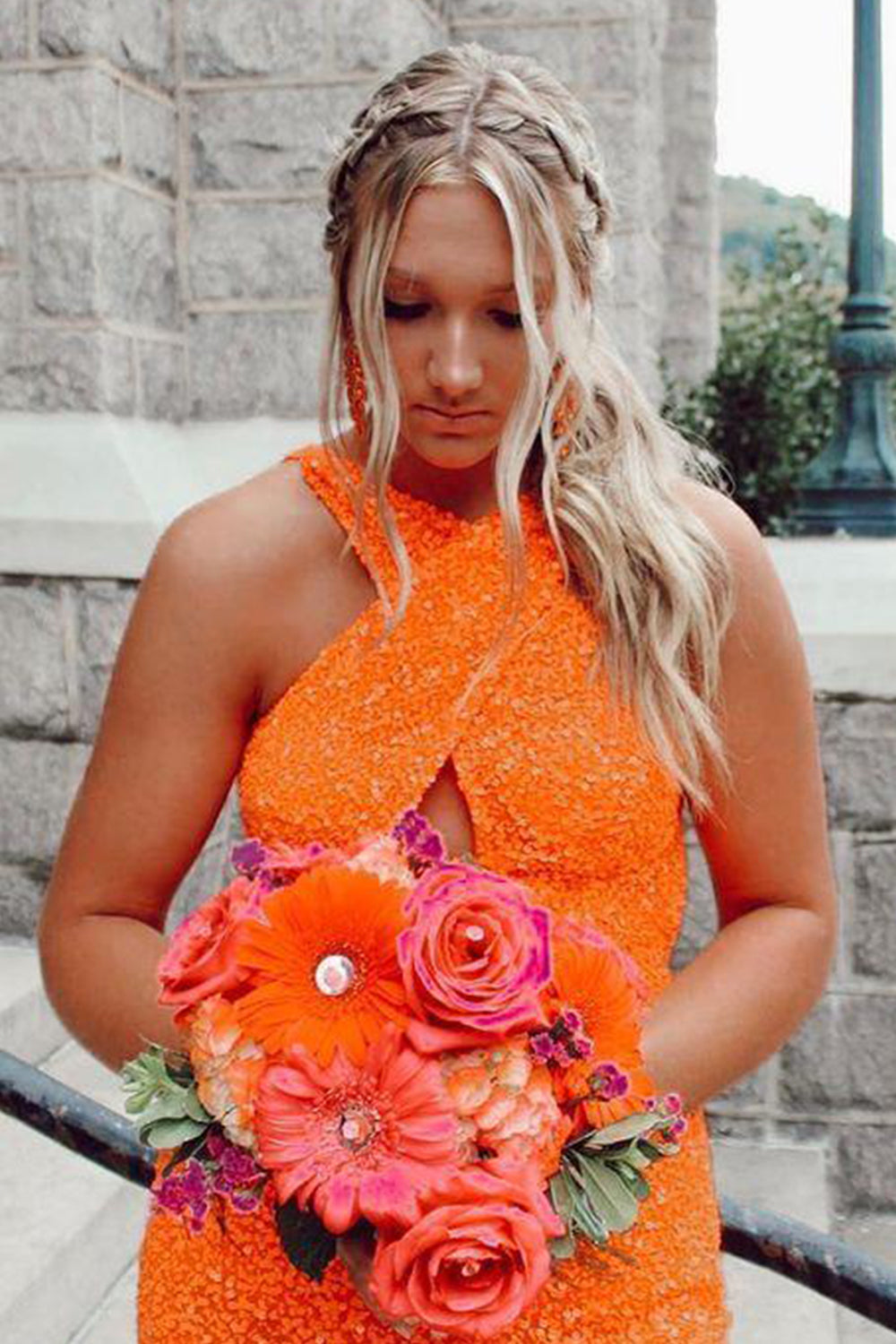 Melany | Glitter Turquoise Halter Backless Sequins Tight Homecoming Dress - Prom Dress - DYAVOR®