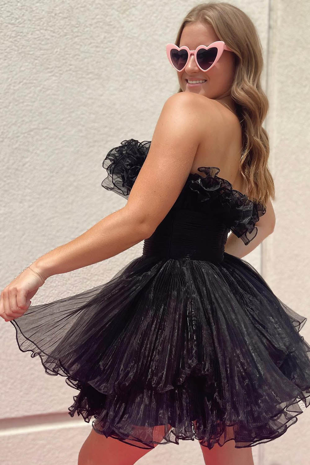 Amaia | Blue A-Line Strapless Ruffled Short Homecoming Dress - Prom Dress - DYAVOR®