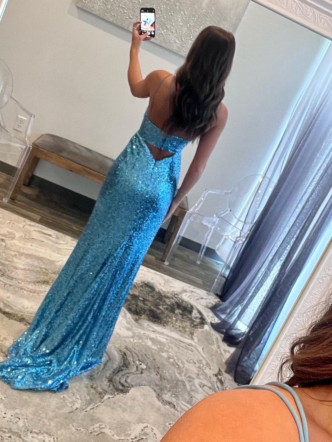 Mermaid V Neck Cutout Blue Long Prom Dress - Prom Dress - DYAVOR®