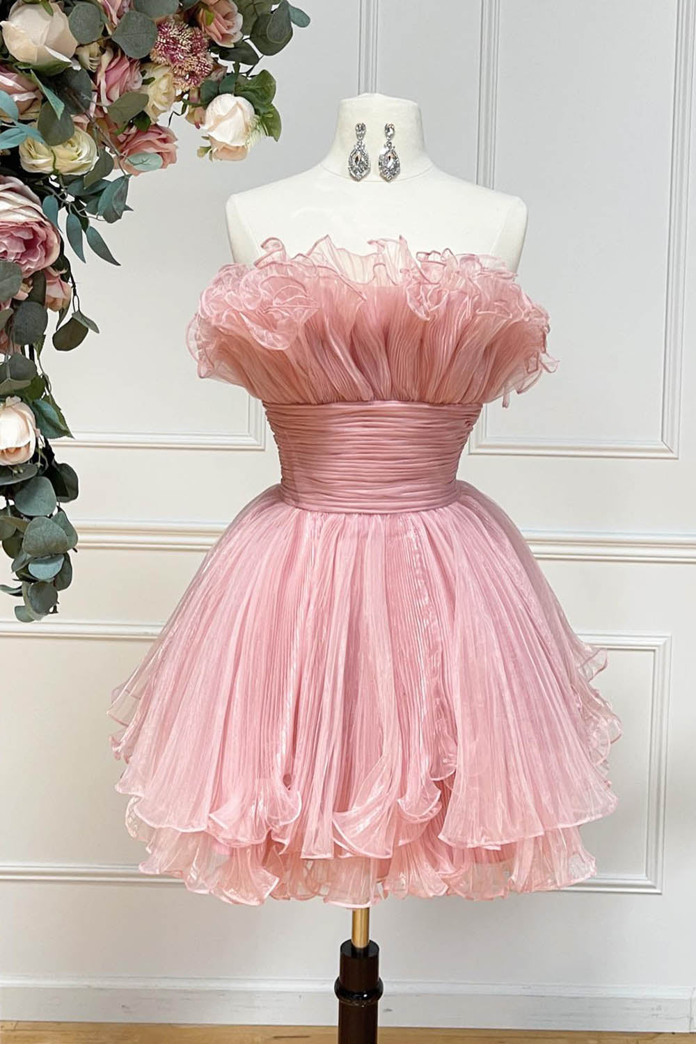 Amaia | Blue A-Line Strapless Ruffled Short Homecoming Dress - Prom Dress - DYAVOR®
