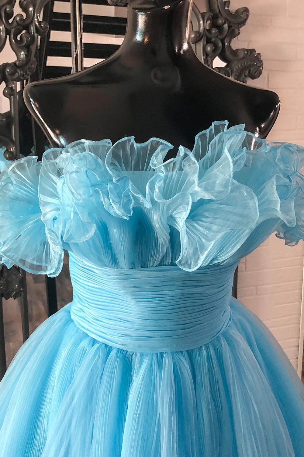 Amaia | Blue A-Line Strapless Ruffled Short Homecoming Dress - Prom Dress - DYAVOR®