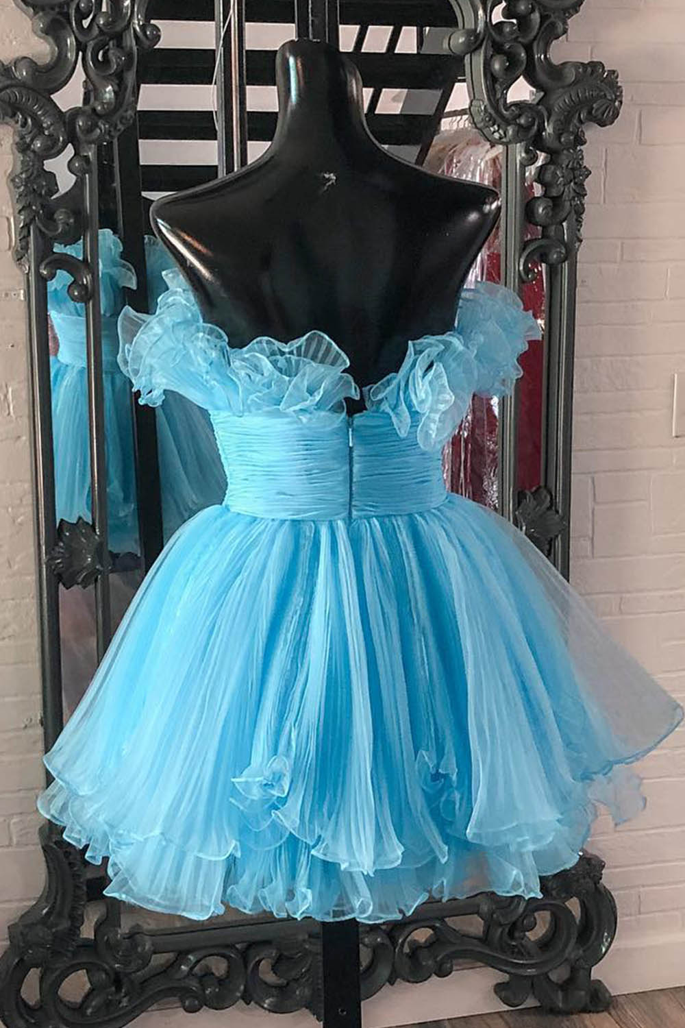 Amaia | Blue A-Line Strapless Ruffled Short Homecoming Dress - Prom Dress - DYAVOR®