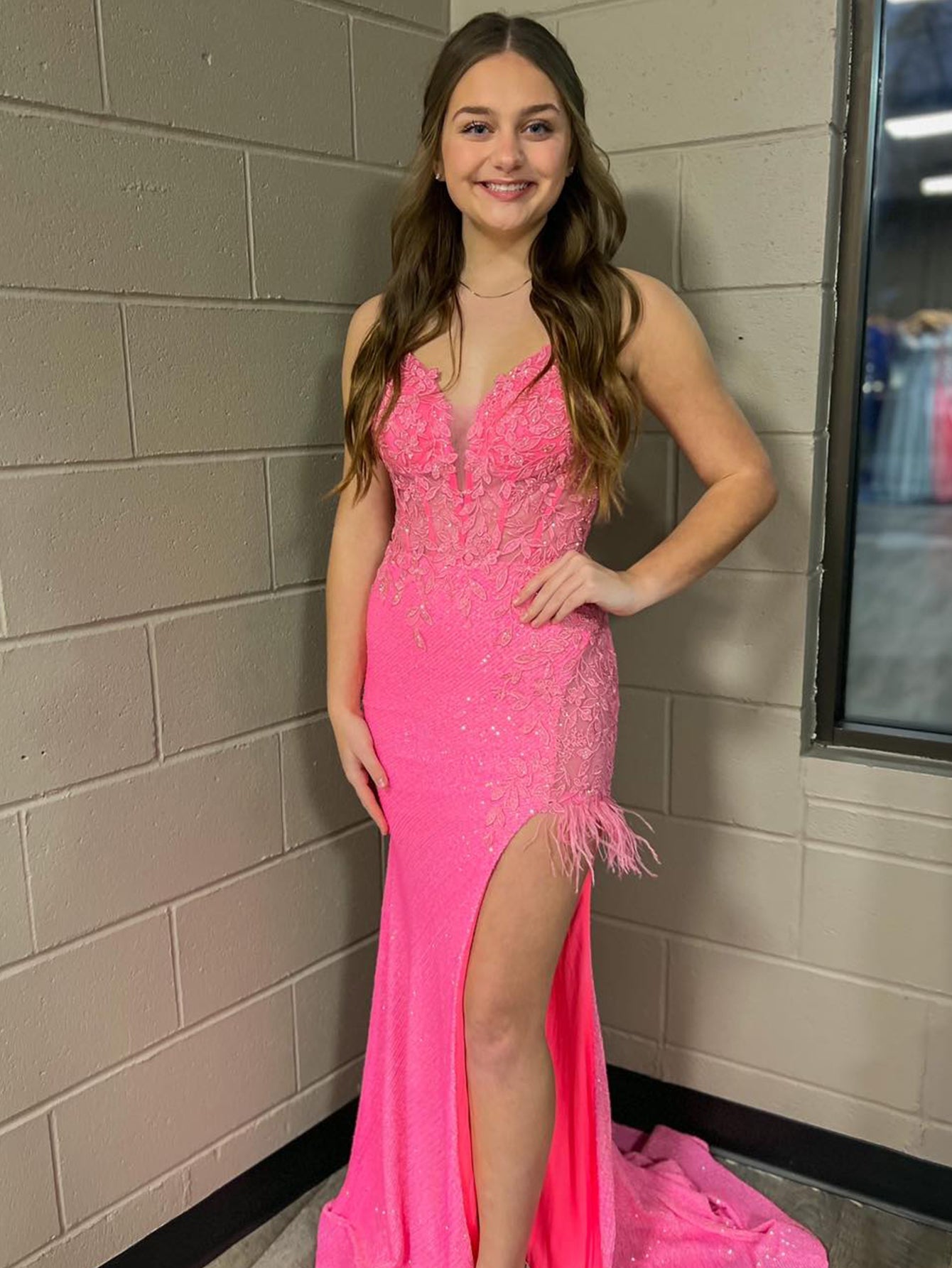 Arlette | Pink Mermaid V Neck Backless Tight Long Prom Dress With Slit - Prom Dress - DYAVOR®
