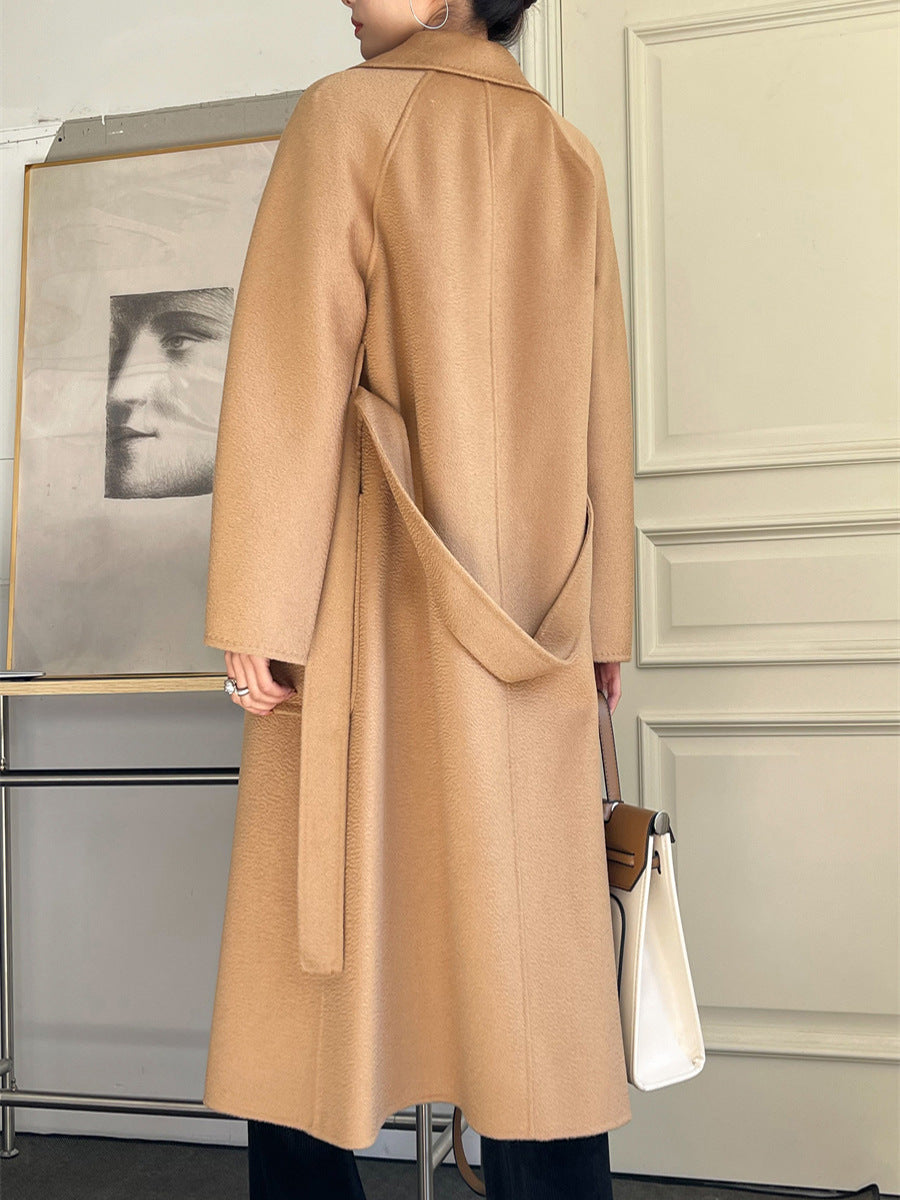 Pure Australian Wool Handcrafted Long Coat Exquisite Women's Wool and Cashmere Outerwear - - DYAVOR®