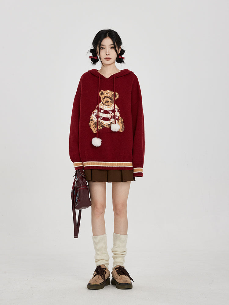 Hooded Sweater for Women Loose Cozy Casual Style with Cute Teddy Bear Design Gift for Her Christmas Gift - - DYAVOR®