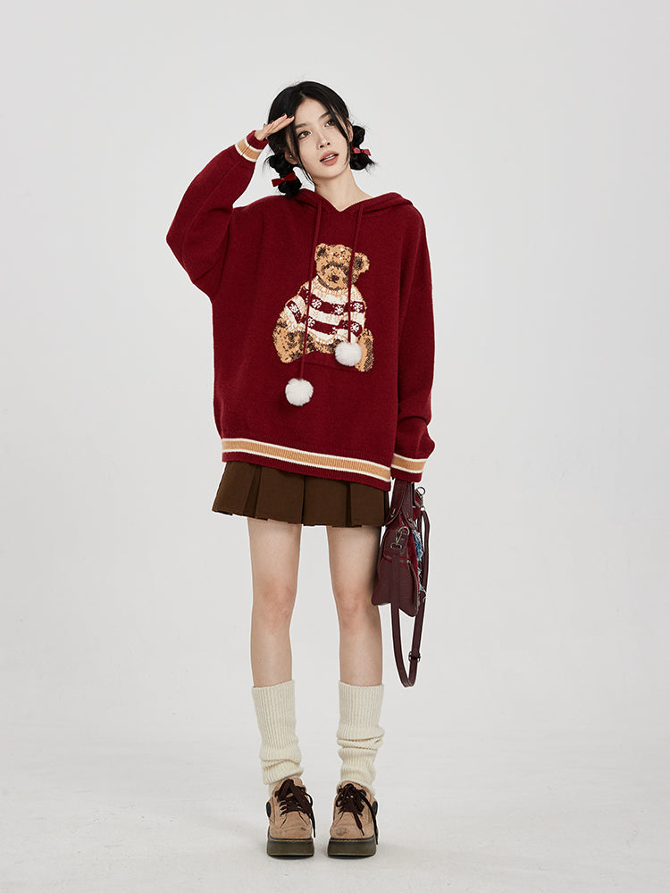 Hooded Sweater for Women Loose Cozy Casual Style with Cute Teddy Bear Design Gift for Her Christmas Gift - - DYAVOR®