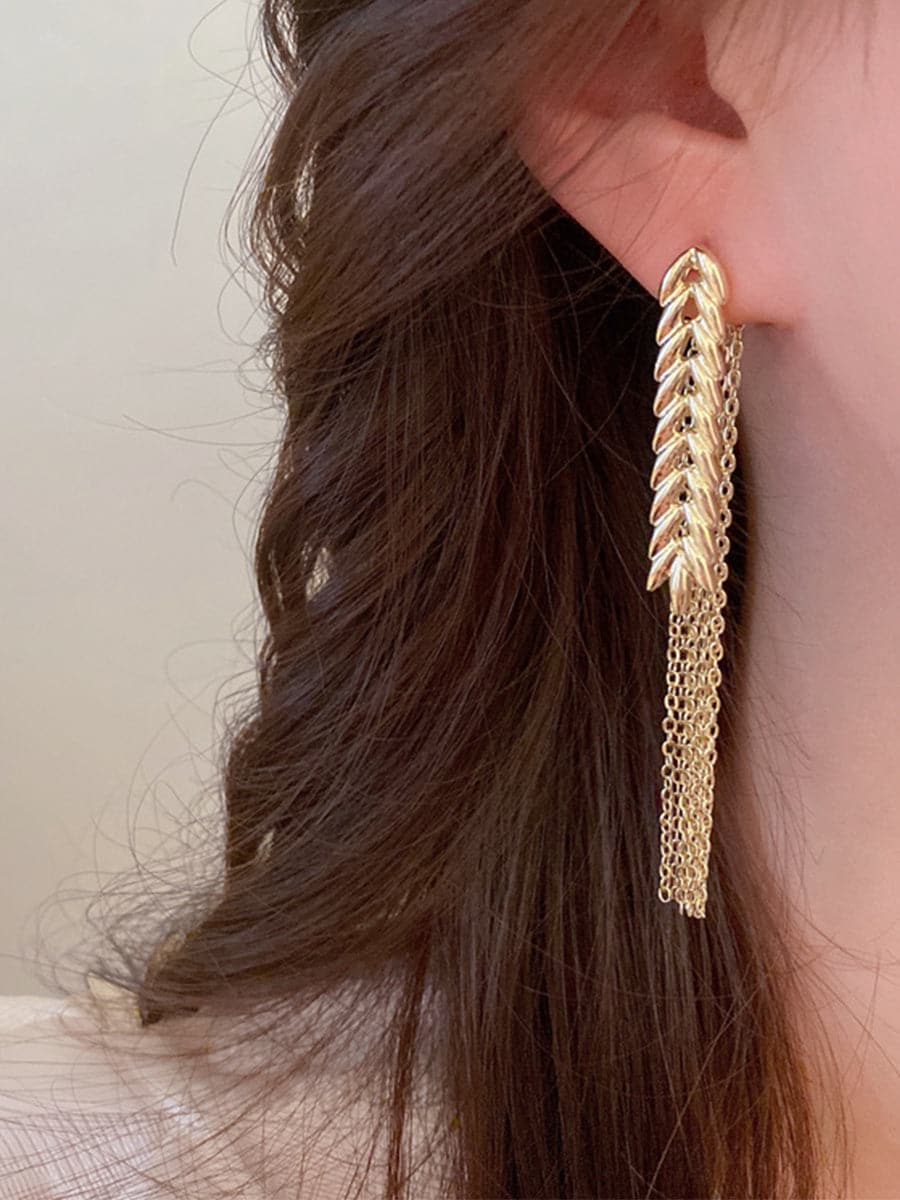 Silver Needle Tassel Earrings MSE101011 - Earrings - DYAVOR®