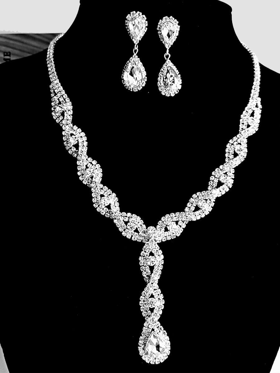 Missord Pear Cut Stone Twist Necklace Earring Set MRL1025 - Jewelry Set - DYAVOR®
