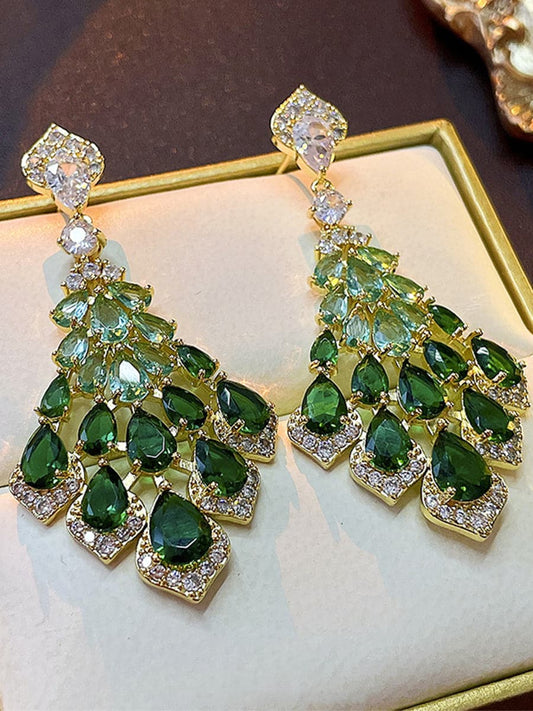Vintage Green Zircon Earrings MSE00140 - Earrings - DYAVOR®