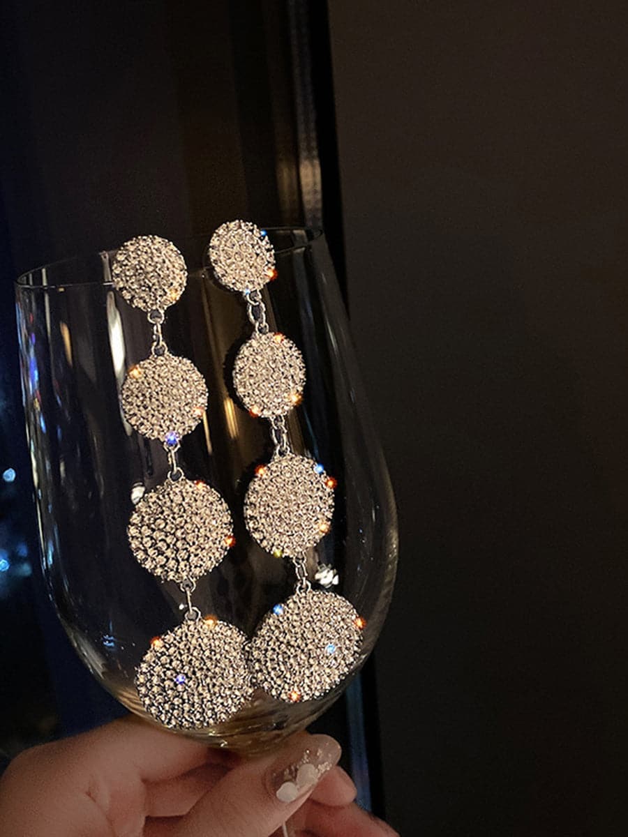 Needle Stone Geometric Circle S925 Silver Drop Earrings MSE101026 - Earrings - DYAVOR®