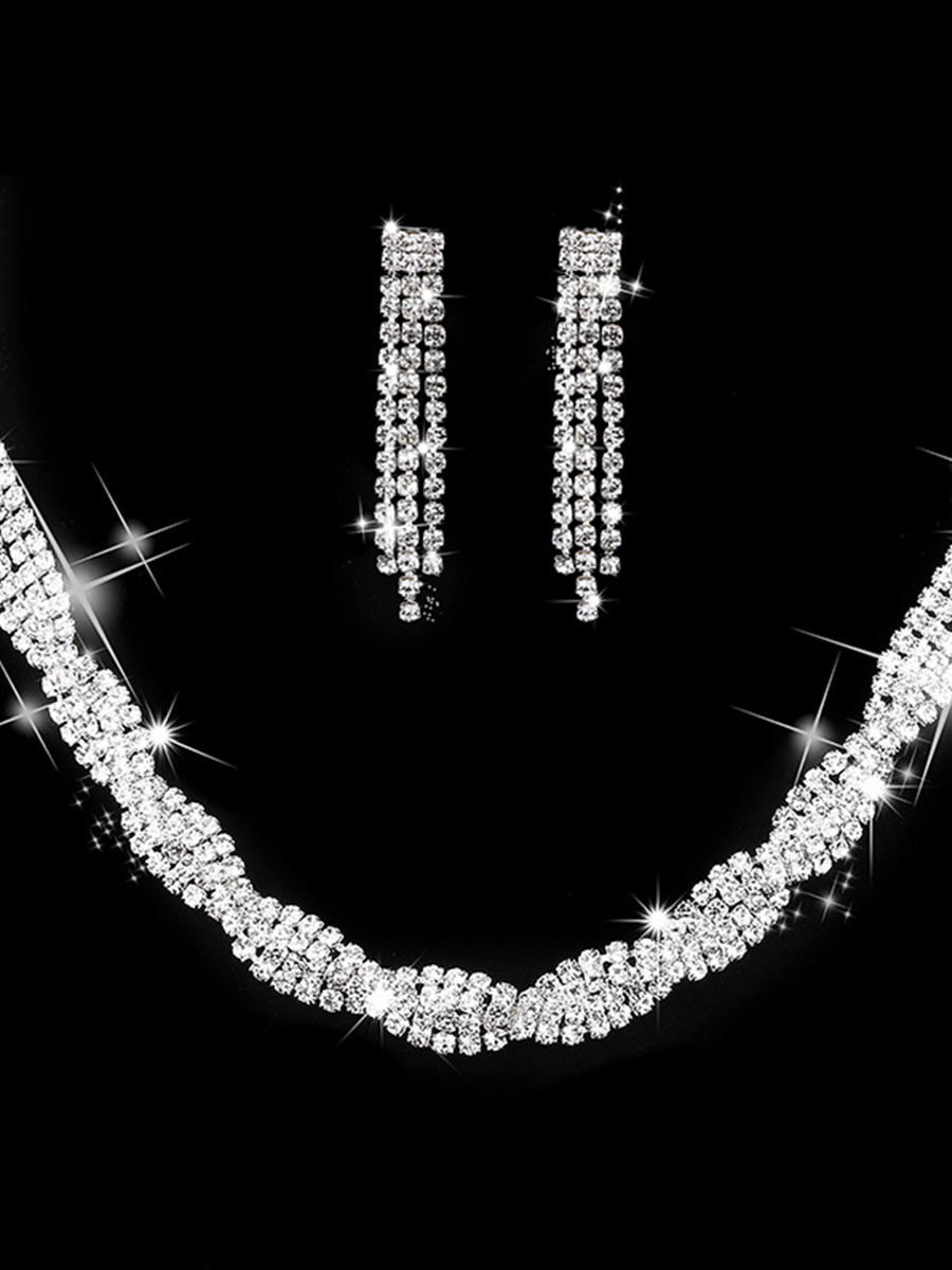 Missord Rhinestone Claw Chain Wrap Necklace Earring Set MRL1024 - Jewelry Set - DYAVOR®