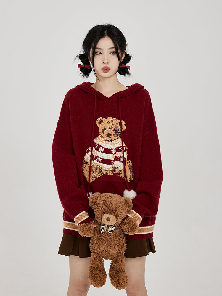 Hooded Sweater for Women Loose Cozy Casual Style with Cute Teddy Bear Design Gift for Her Christmas Gift - - DYAVOR®