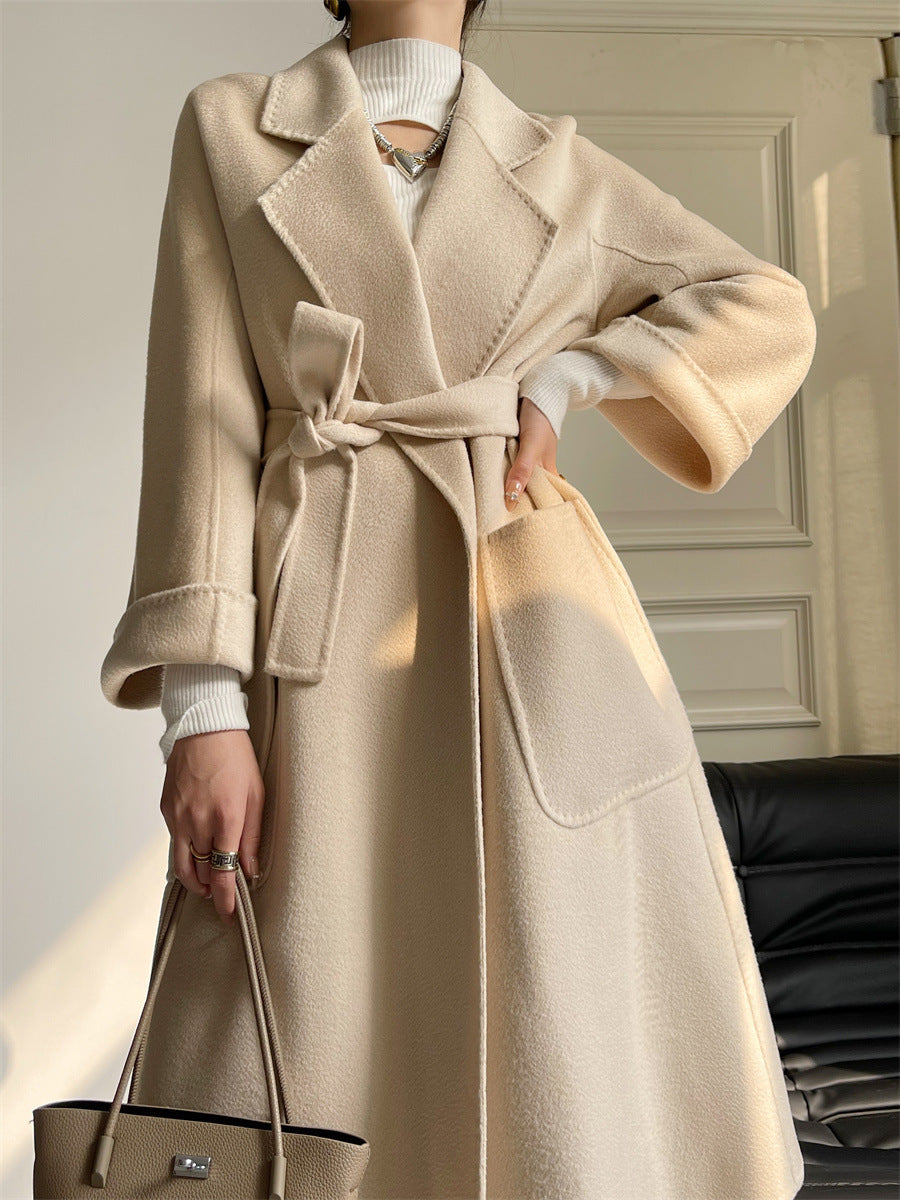 Pure Australian Wool Handcrafted Long Coat Exquisite Women's Wool and Cashmere Outerwear - - DYAVOR®