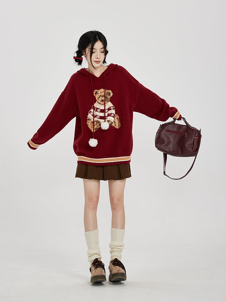 Hooded Sweater for Women Loose Cozy Casual Style with Cute Teddy Bear Design Gift for Her Christmas Gift - - DYAVOR®