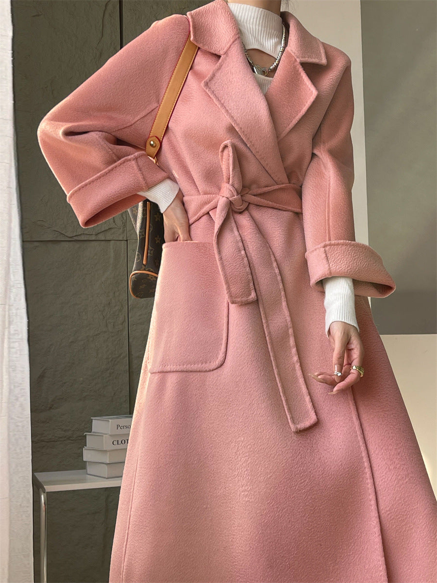 Pure Australian Wool Handcrafted Long Coat Exquisite Women's Wool and Cashmere Outerwear - - DYAVOR®