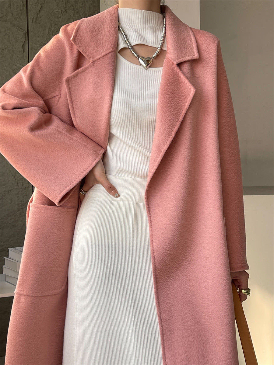 Pure Australian Wool Handcrafted Long Coat Exquisite Women's Wool and Cashmere Outerwear - - DYAVOR®