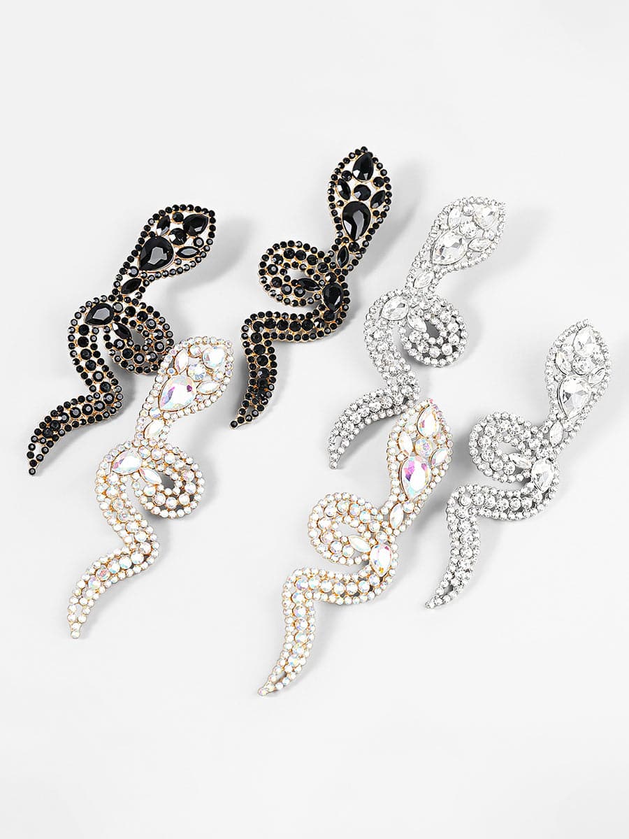 Vintage Rhinestone Snake Earrings MSE00138 - Earrings - DYAVOR®