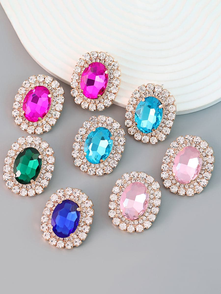 Round Rhinestone Party Earrings MSE00133 - Earrings - DYAVOR®