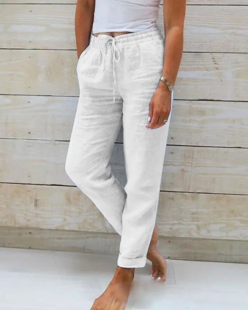 Linen Pants Ladies - Relaxed Style - Breathable Material - Ideal for Home and Informal Outing - 05/112024 1 - DYAVOR®