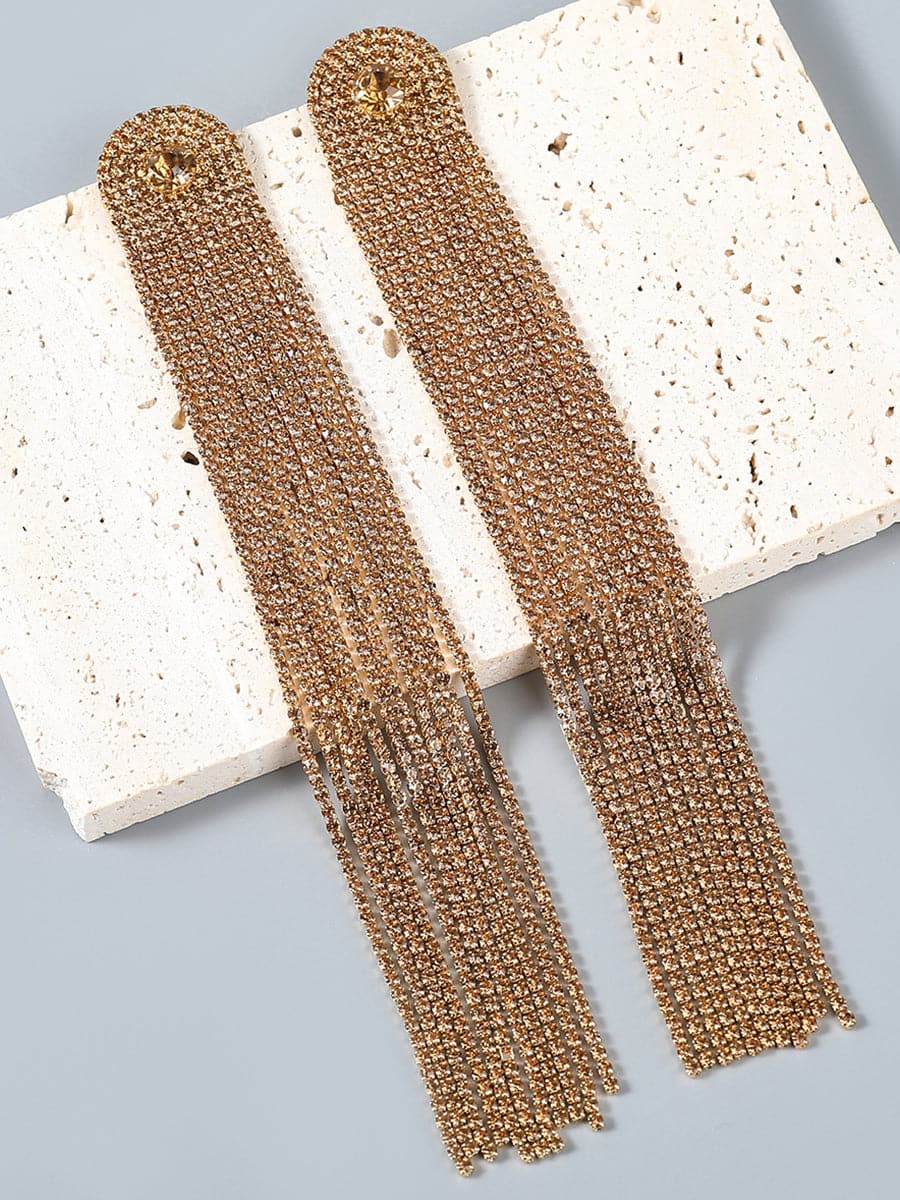 Rhinestone Long Tassel Earrings MSE00136 - Earrings - DYAVOR®